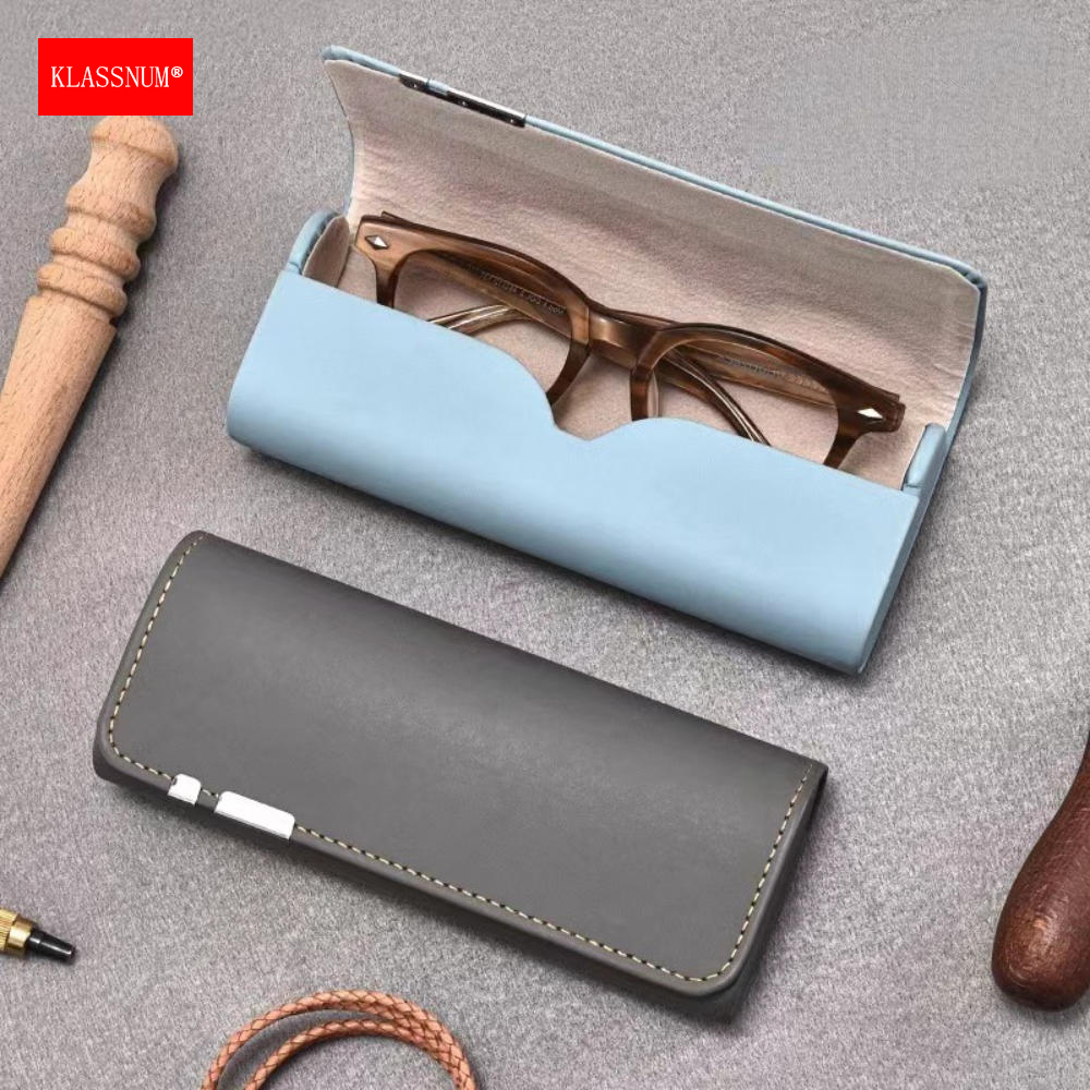 Box Bag Rigid - KLASSNUM Men Magnetic Pu Leather Glasses