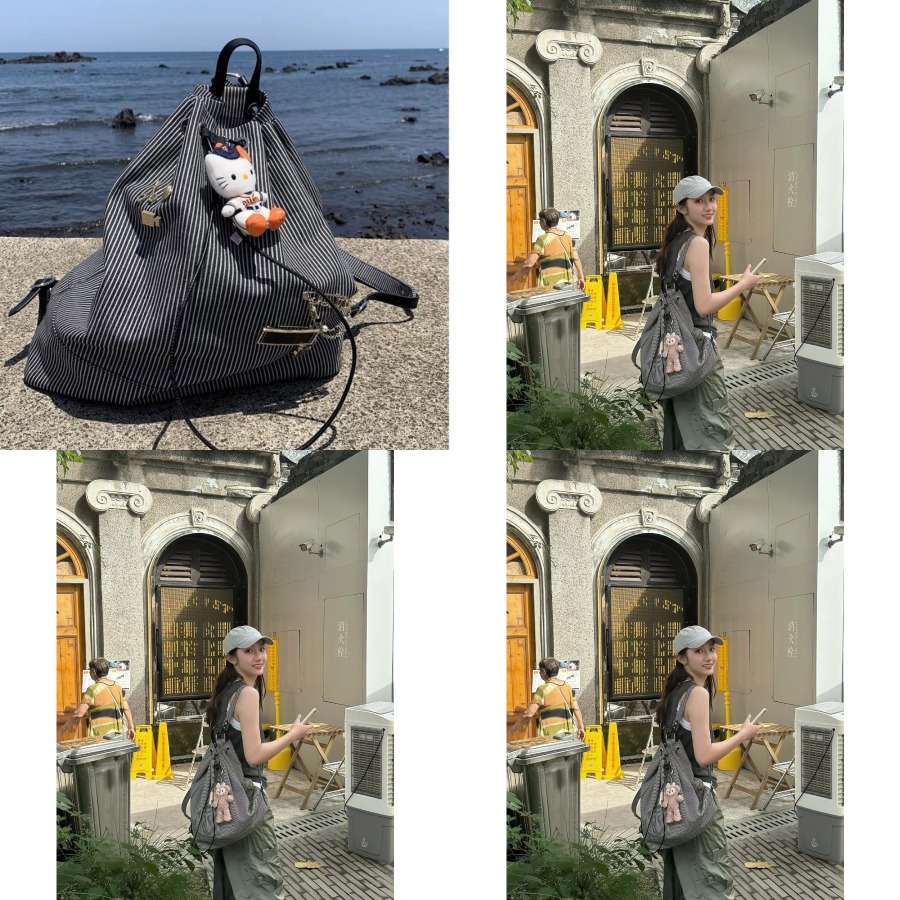 Women Bags New - 【New Arrival】 Y2K Striped Drawstring Backpack,